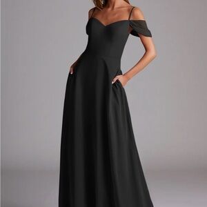 Azazie Black Chiffon Bridesmaid Dress